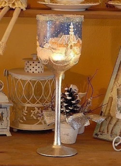 Декупаж бокала под свечу. 07