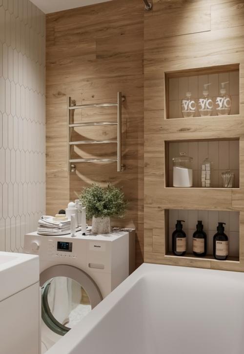 Рендер ванной в двухкомнатной квартире для молодой семьи. 02