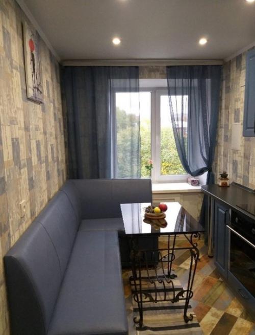 Кухня в серо-голубом цвете. 01