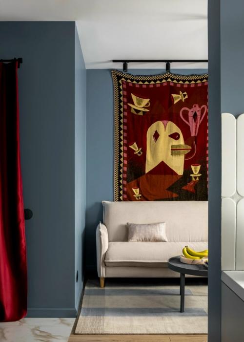 Цветной интерьер 1-комнатной квартиры 51, 7 м 2 (54, 6 м 2 с лоджией) в ЖК настроение в Москве. 09