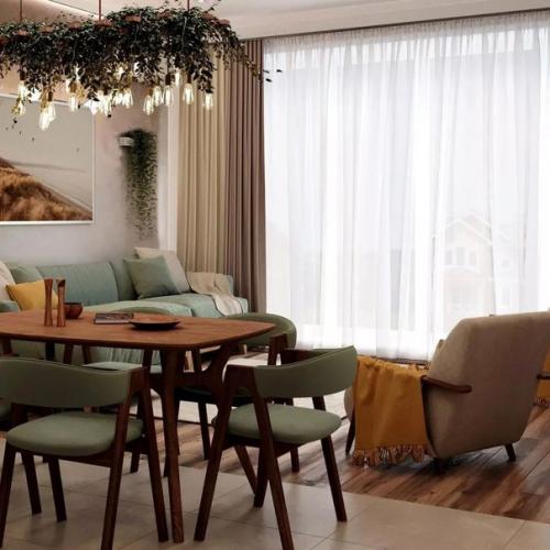 Дизайн кухни - гостиной площадью в эко - стиле. 04