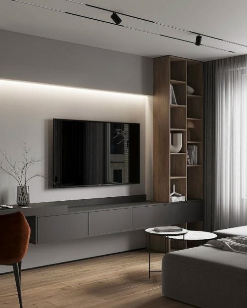 Лаконичный и очень стильный интерьер кухни - гостиной. 05