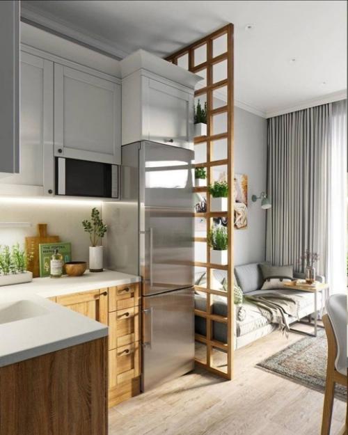 Кухня - гостиная в скандинавском стиле. 01