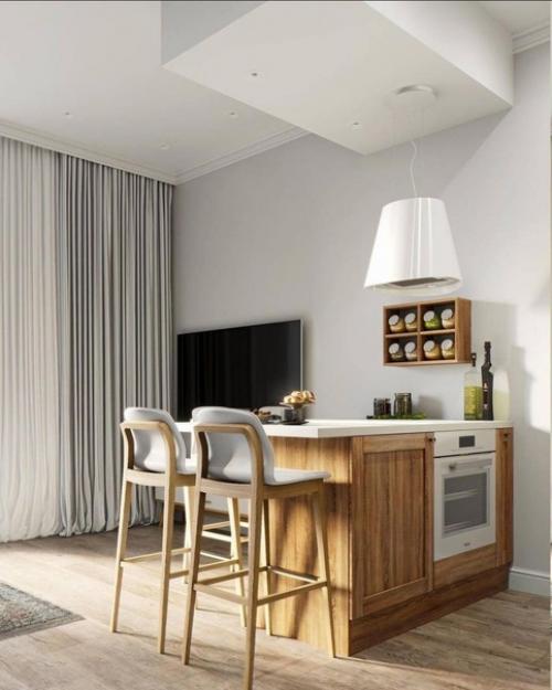 Кухня - гостиная в скандинавском стиле. 03
