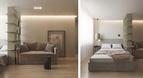 Современный монохромный интерьер однокомнатной квартиры площадью 36 кв. 04