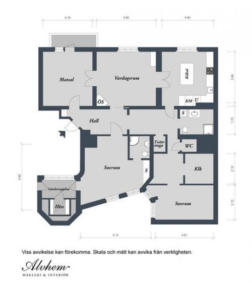 Чудесная квартира на последнем этаже старого дома в Швеции. 08