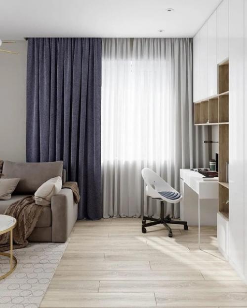 Красивая гостиная с рабочей зоной. 01
