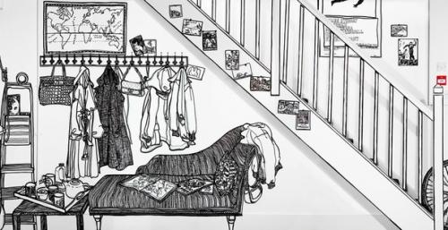 Charlotte Mann разрисовывает интерьеры и экстерьеры домов и квартирчерным маркером. 05