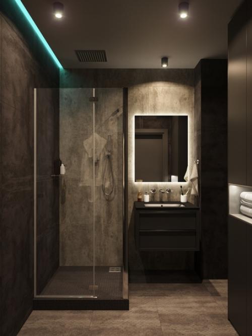 Душевая в проекте трехкомнатной квартиры.