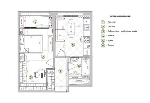 Проект 1-комнатной квартиры 38 кв. 09