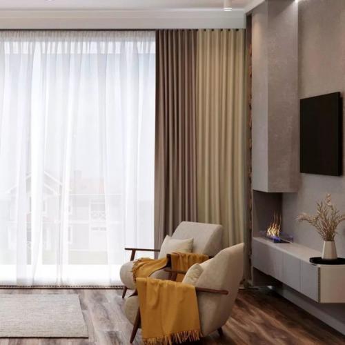 Дизайн кухни - гостиной площадью в эко - стиле. 05