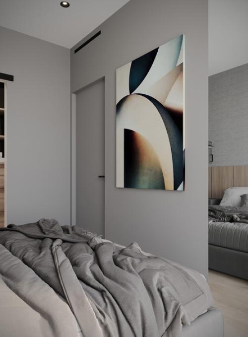 Современный монохромный интерьер апартаментов 41 кв. 08