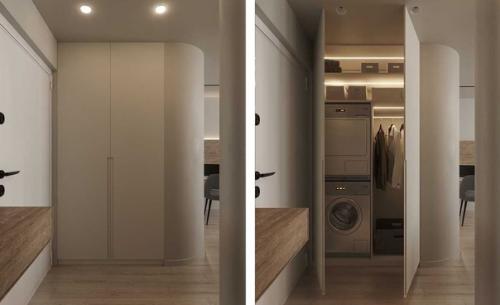 Современный монохромный интерьер однокомнатной квартиры площадью 36 кв. 07