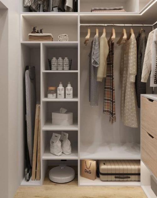 Спальня с гардеробной комнатой площадью 13 квадратных метров. 08