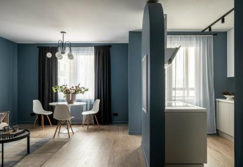 Цветной интерьер 1-комнатной квартиры 51, 7 м 2 (54, 6 м 2 с лоджией) в ЖК настроение в Москве. 01