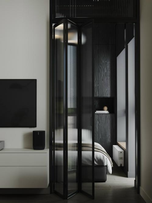 Современный проект компактной 1-комнатной квартиры 28 м 2. кухня - гостиная + спальня. 06