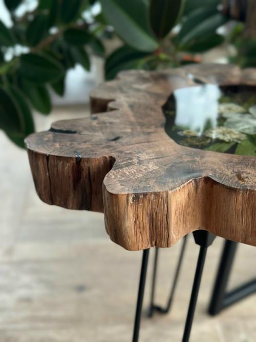 В наличии!   Журнальный стол из дерева Граб и эпоксидной смолы с уникальным дизайном. 04