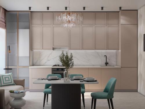 Проект кухни пудрового цвета для эксклюзивной мамы героини. 02