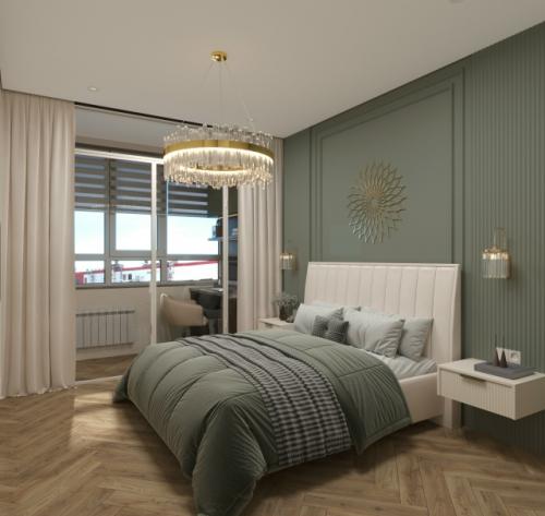 Часть 3. спальня с рабочим столом на лоджии ЖК Бугров. 03