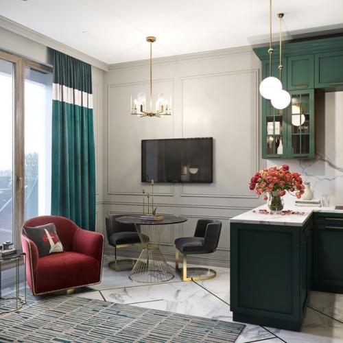 Эта кухня - гостиная, по моему мнению, не требует доработок и изменений, она прекрасна - согласны или нет? 01