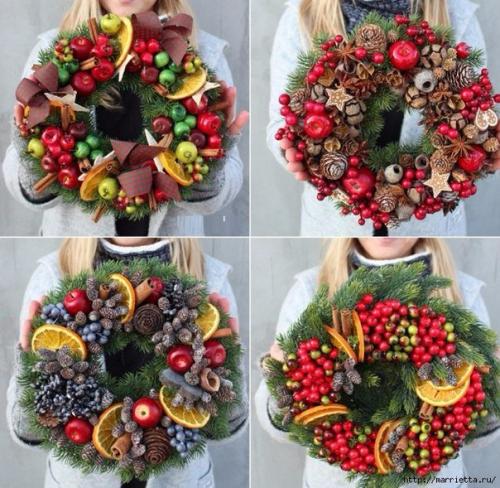 Рождественские венки из природных материалов. 01