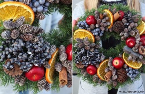 Рождественские венки из природных материалов. 09