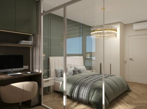 Часть 3. спальня с рабочим столом на лоджии ЖК Бугров. 01