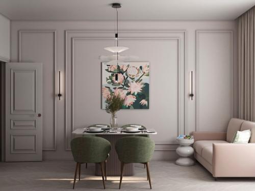 Проект кухни пудрового цвета для эксклюзивной мамы героини. 04