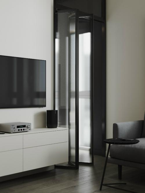 Современный проект компактной 1-комнатной квартиры 28 м 2. кухня - гостиная + спальня. 05