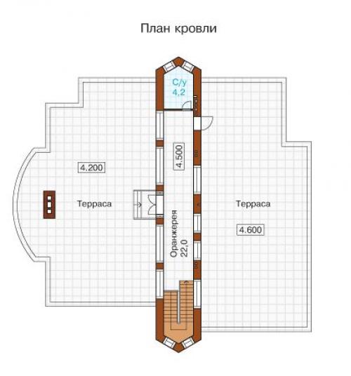 Проект индивидуального жилого дома, со стенами из газобетона с оштукатуриванием внутренняя планировка проста и лаконична. 03