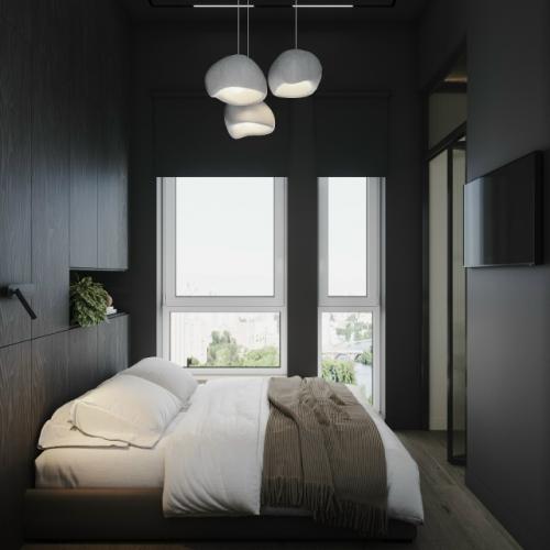 Современный проект компактной 1-комнатной квартиры 28 м 2. кухня - гостиная + спальня. 09