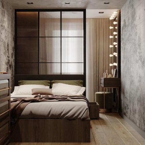 Стильная и функциональная спальня скромных размеров в 12 кв. 01