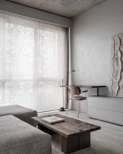 Интерьер в стиле минимализм с ванной в спальне. 04