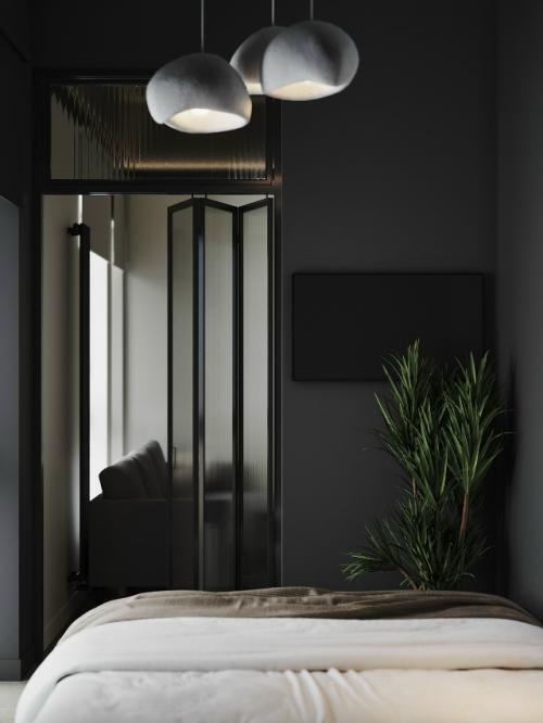 Современный проект компактной 1-комнатной квартиры 28 м 2. кухня - гостиная + спальня. 07