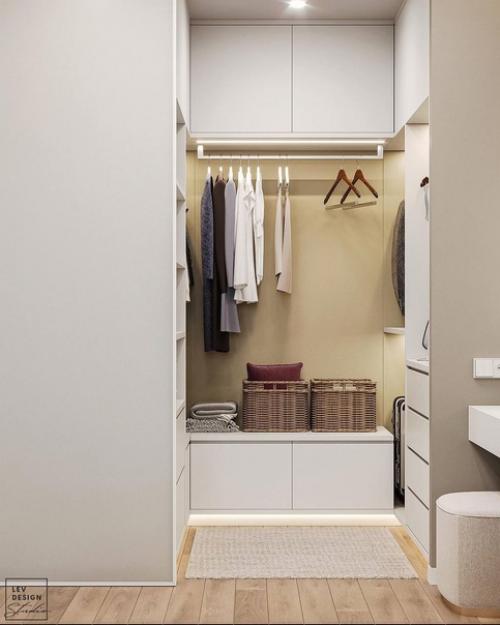 Интересная идея оформления гардеробной комнаты в спальне. 04