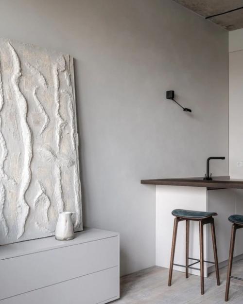 Интерьер в стиле минимализм с ванной в спальне. 02