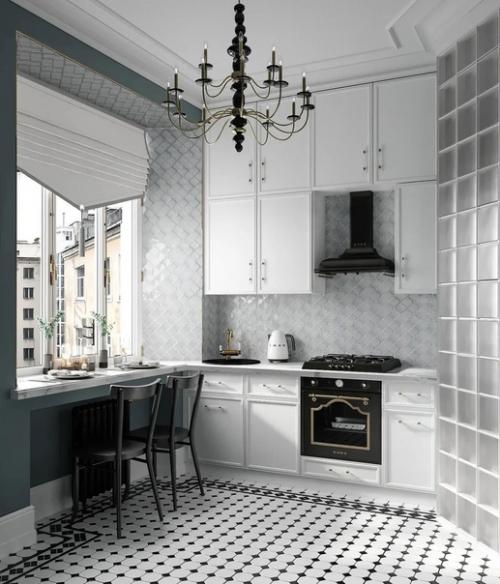 Дизайн проект кухни в старом фонде г. Санкт-петербурга площадью 13, 36 кв. 03