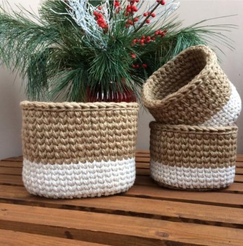 Корзины из джута и трикотажной пряжи. 01