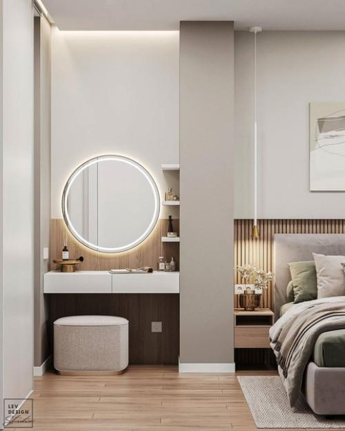 Интересная идея оформления гардеробной комнаты в спальне. 02