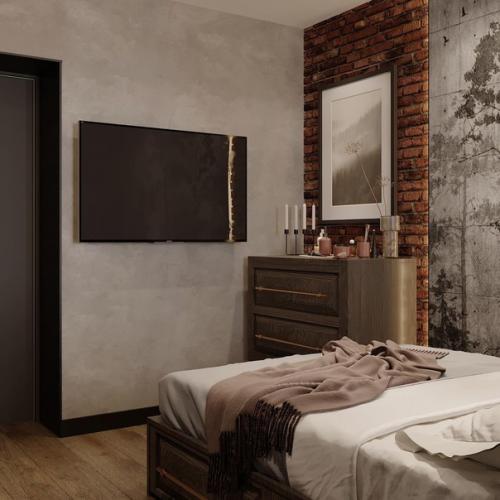 Стильная и функциональная спальня скромных размеров в 12 кв. 05