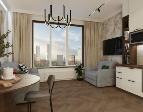 Проект интерьера квартиры - студии в Москве. 01