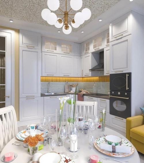 Желтый диван - это яркий акцентный элемент кухни - гостиной, который задает настроение всему интерьеру. 04