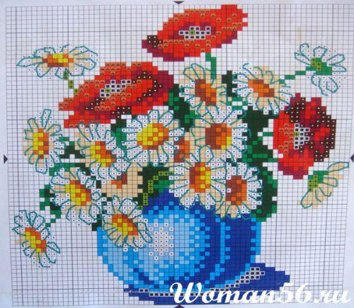 Как вышивать бисером цветочные картины - подробный мк. 02