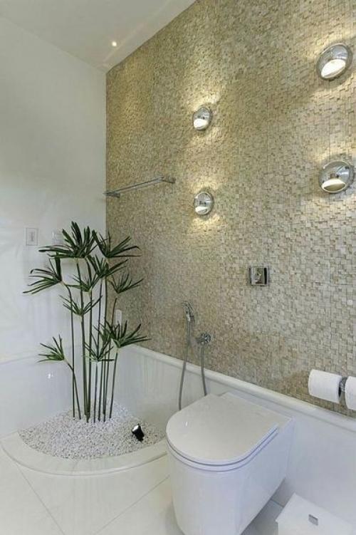 Иcпользование живых цветов в дeкоре ванной комнаты трендом стало. 05
