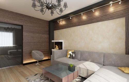 Интерьер гостиной в бежевых тонах. 07