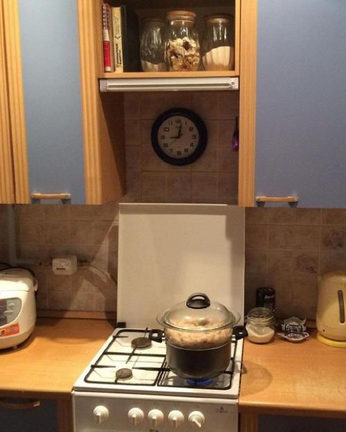 Своей бюджетной переделкой кухни делимся. 01