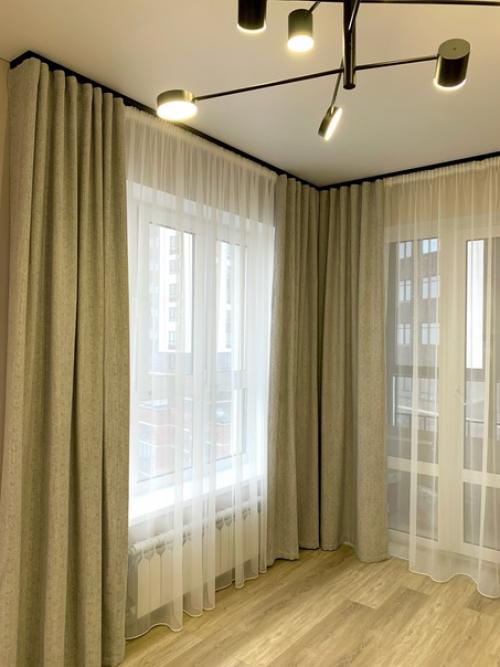 Текстильное оформление для кухни - гостиной в современном исполнении. 01