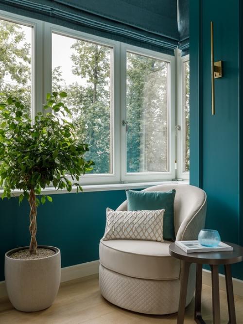 Неоклассика в бирюзовых цветах: Сталинка в Санкт-петербурге, 142 м. 08