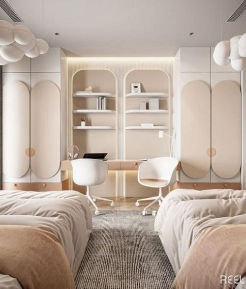 Очень нежный, сказочный интерьер детской спальни для двух сестричек. 01