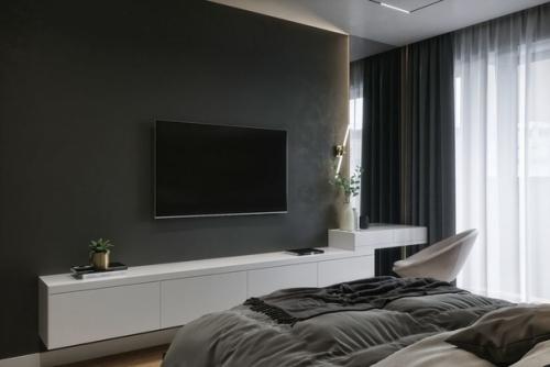 Не стоит бояться тёмных тонов в спальне - это именно то помещение, где можно делать максимально тёмный тон стен и мебели. 01